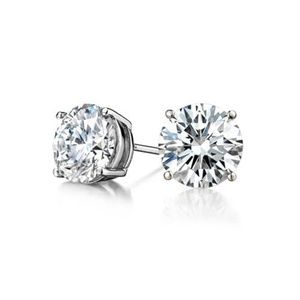 White Round CZ Silver Stud Earrings 6 ctw